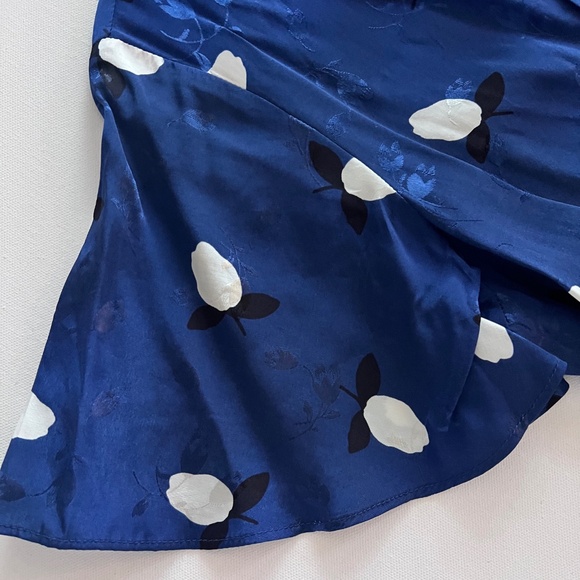 Lauren Ralph Lauren Floral Jacquard Midi Dress Blue/White Size 8 NWT #eventstyle - Picture 5 of 7